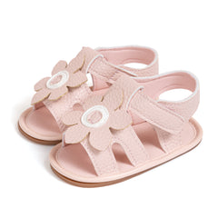 Neska Moda 6 to 12 Months Baby Girls Anti-Slip Floral Design Hook & Loop Sandal (Pink)-BT4691