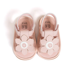 Neska Moda 6 to 12 Months Baby Girls Anti-Slip Floral Design Hook & Loop Sandal (Pink)-BT4691