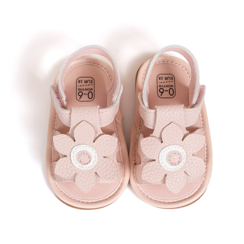Neska Moda 6 to 12 Months Baby Girls Anti-Slip Floral Design Hook & Loop Sandal (Pink)-BT4691