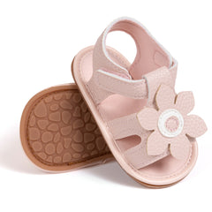 Neska Moda 6 to 12 Months Baby Girls Anti-Slip Floral Design Hook & Loop Sandal (Pink)-BT4691