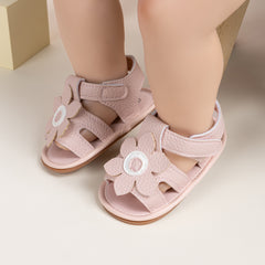 Neska Moda 6 to 12 Months Baby Girls Anti-Slip Floral Design Hook & Loop Sandal (Pink)-BT4691