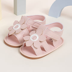 Neska Moda 6 to 12 Months Baby Girls Anti-Slip Floral Design Hook & Loop Sandal (Pink)-BT4691