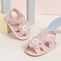 Neska Moda 6 to 12 Months Baby Girls Anti-Slip Floral Design Hook & Loop Sandal (Pink)-BT4691