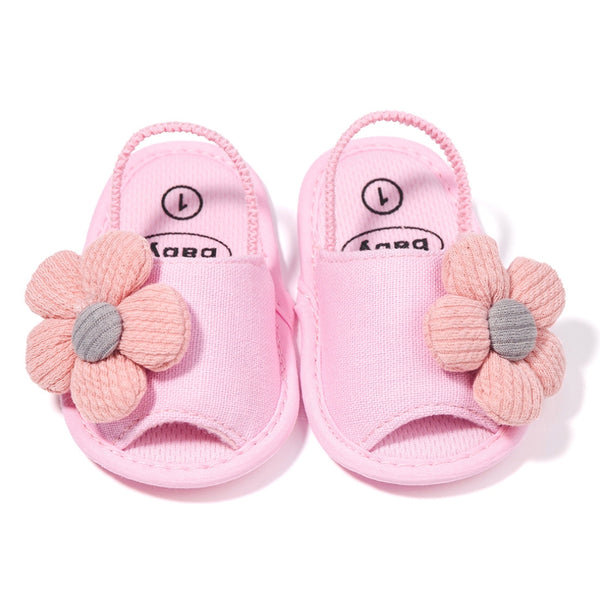 Neska Moda 6 to 12 Months Baby Girls Anti-Slip Flower Face Sling Back Design Sandal (Baby Pink)-BT4692