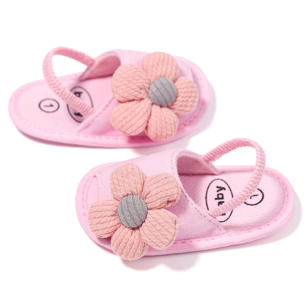 Neska Moda 6 to 12 Months Baby Girls Anti-Slip Flower Face Sling Back Design Sandal (Baby Pink)-BT4692