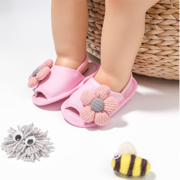 Neska Moda 6 to 12 Months Baby Girls Anti-Slip Flower Face Sling Back Design Sandal (Baby Pink)-BT4692