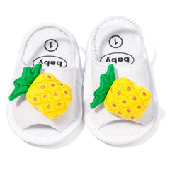 Neska Moda 6 to 12 Months Baby Girls Anti-Slip Pineapple Face Sling Back Design Sandal (White)-BT4693