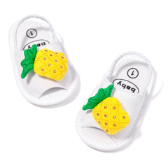 Neska Moda 6 to 12 Months Baby Girls Anti-Slip Pineapple Face Sling Back Design Sandal (White)-BT4693