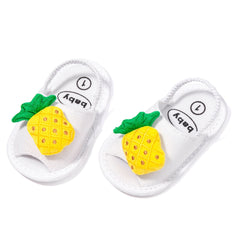 Neska Moda 6 to 12 Months Baby Girls Anti-Slip Pineapple Face Sling Back Design Sandal (White)-BT4693