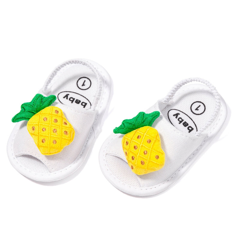 Neska Moda 6 to 12 Months Baby Girls Anti-Slip Pineapple Face Sling Back Design Sandal (White)-BT4693