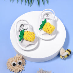 Neska Moda 6 to 12 Months Baby Girls Anti-Slip Pineapple Face Sling Back Design Sandal (White)-BT4693
