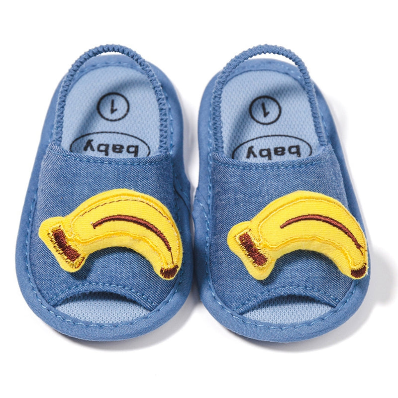 Neska Moda 6 to 12 Months Baby Girls Anti-Slip Banana Face Sling Back Design Sandal (Denim Blue)-BT4694