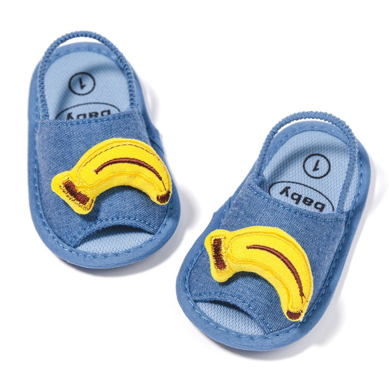 Neska Moda 6 to 12 Months Baby Girls Anti-Slip Banana Face Sling Back Design Sandal (Denim Blue)-BT4694