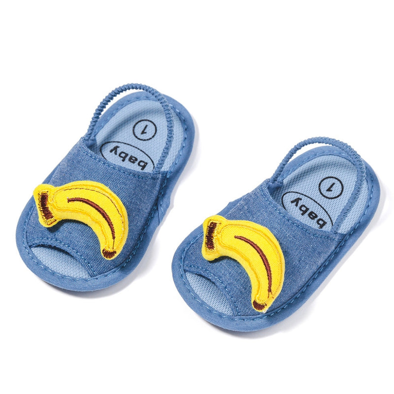 Neska Moda 6 to 12 Months Baby Girls Anti-Slip Banana Face Sling Back Design Sandal (Denim Blue)-BT4694
