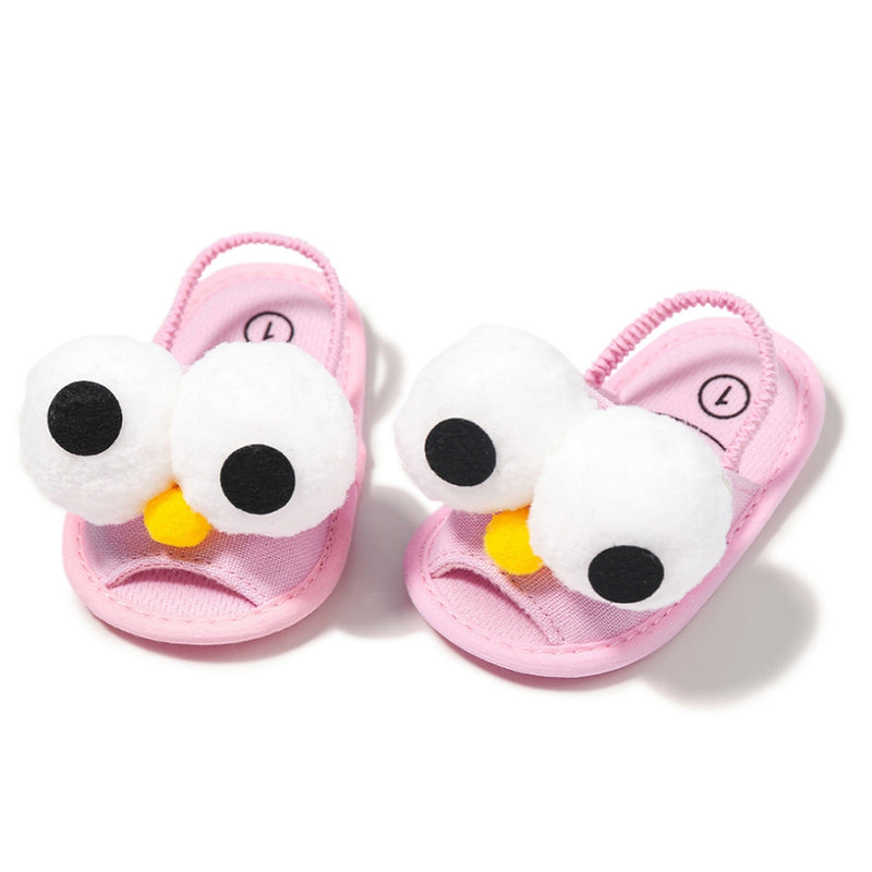 Neska Moda 6 to 12 Months Baby Girls Anti-Slip Tweety Face Sling Back Design Sandal (Baby Pink::White)-BT4695