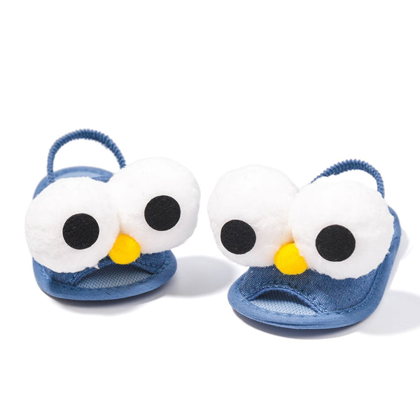 Neska Moda 6 to 12 Months Baby Girls Anti-Slip Tweety Face Sling Back Design Sandal (White::Blue)-BT4696
