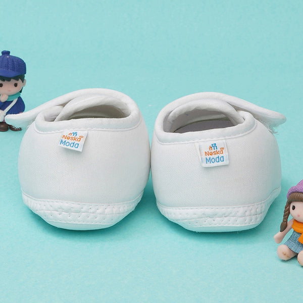 6 To 12 Months Baby Boys & Baby Girls Cute Soft Cotton Pre-Walker Sports Booties (White,Blue)