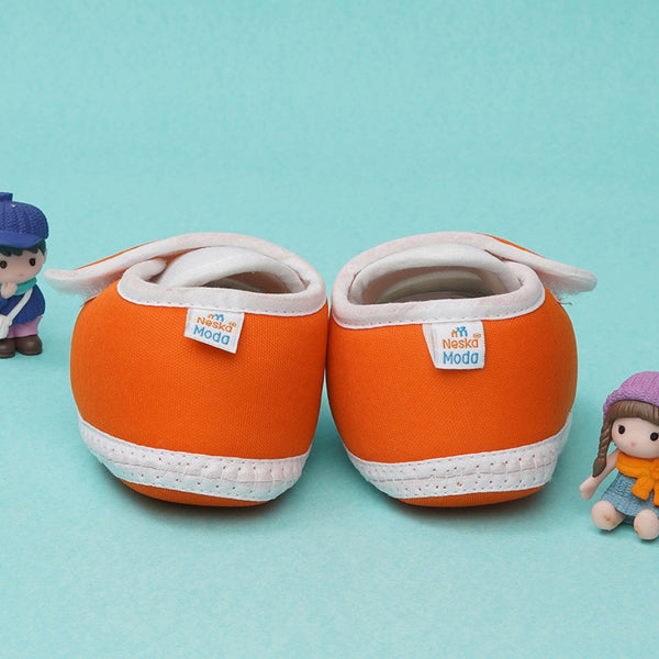 6 To 12 Months Baby Boys & Baby Girls Cute Soft Cotton Pre-Walker Sports Booties (Orange,Blue)