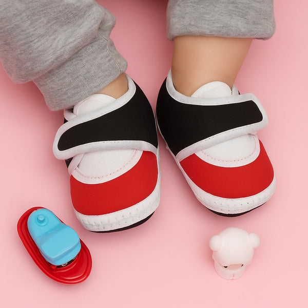 6 To 12 Months Baby Boys & Baby Girls Cute Soft Cotton Pre-Walker Sports Booties (Red)-BT4708