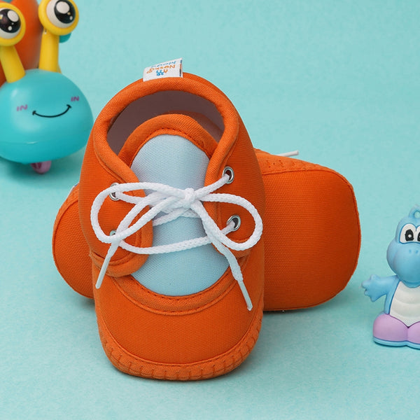 6 To 12 Months Baby Boys & Baby Girls Cute Soft Cotton Pre-Walker Lace Booties (Orange,Blue)