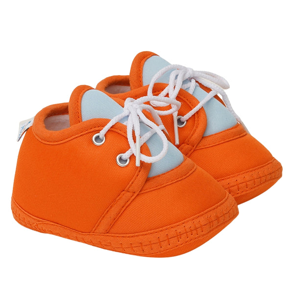 6 To 12 Months Baby Boys & Baby Girls Cute Soft Cotton Pre-Walker Lace Booties (Orange,Blue)