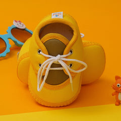 6 To 12 Months Baby Boys & Baby Girls Cute Soft Cotton Pre-Walker Lace Booties (Yellow,Mehendi)