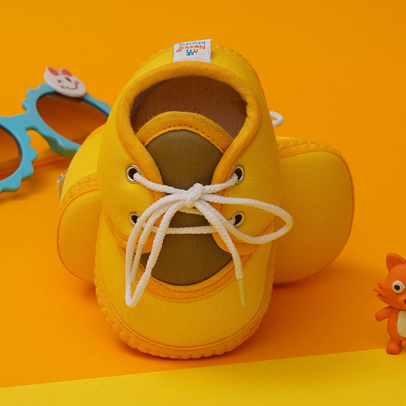 6 To 12 Months Baby Boys & Baby Girls Cute Soft Cotton Pre-Walker Lace Booties (Yellow,Mehendi)