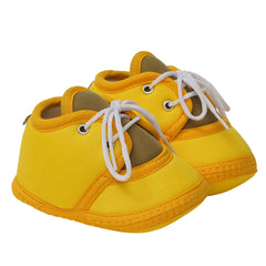 6 To 12 Months Baby Boys & Baby Girls Cute Soft Cotton Pre-Walker Lace Booties (Yellow,Mehendi)
