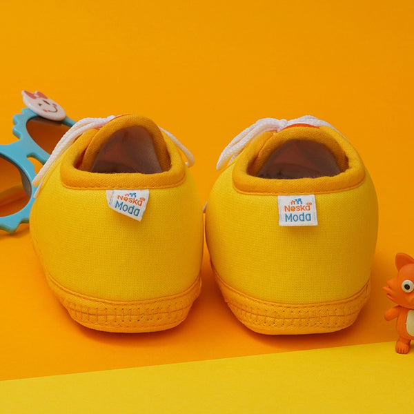 6 To 12 Months Baby Boys & Baby Girls Cute Soft Cotton Pre-Walker Lace Booties (Yellow,Orange)