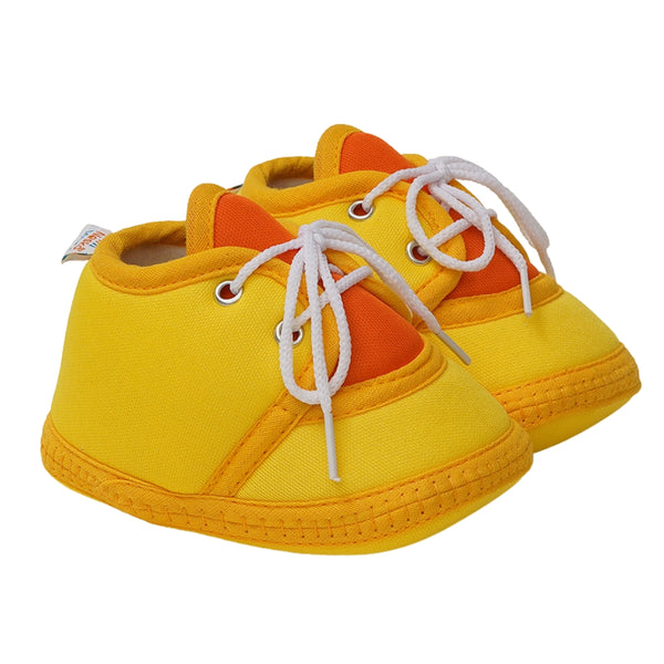 6 To 12 Months Baby Boys & Baby Girls Cute Soft Cotton Pre-Walker Lace Booties (Yellow,Orange)