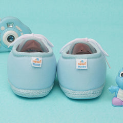6 To 12 Months Baby Boys & Baby Girls Cute Soft Cotton Pre-Walker Lace Booties (Light Blue,Pink)