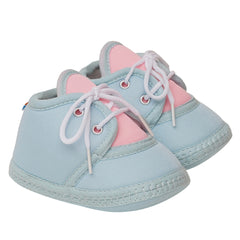 6 To 12 Months Baby Boys & Baby Girls Cute Soft Cotton Pre-Walker Lace Booties (Light Blue,Pink)