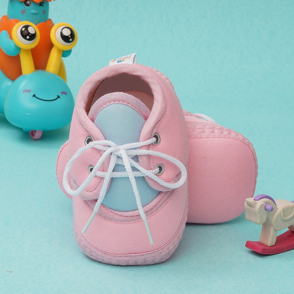 6 To 12 Months Baby Boys & Baby Girls Cute Soft Cotton Pre-Walker Lace Booties (Baby Pink,Blue)