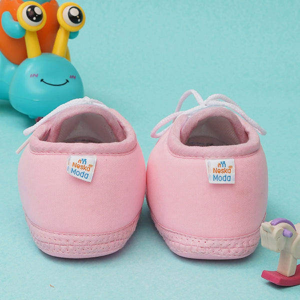 6 To 12 Months Baby Boys & Baby Girls Cute Soft Cotton Pre-Walker Lace Booties (Baby Pink,Blue)