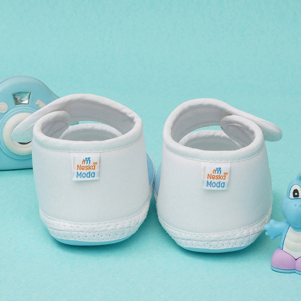 6 To 12 Months Baby Girls Soft Cotton Cute Butterfly Booties (White,Blue)