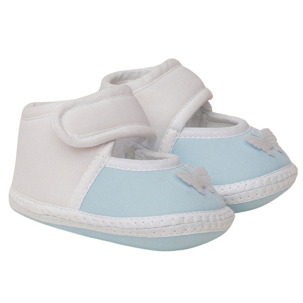 6 To 12 Months Baby Girls Soft Cotton Cute Butterfly Booties (White,Blue)