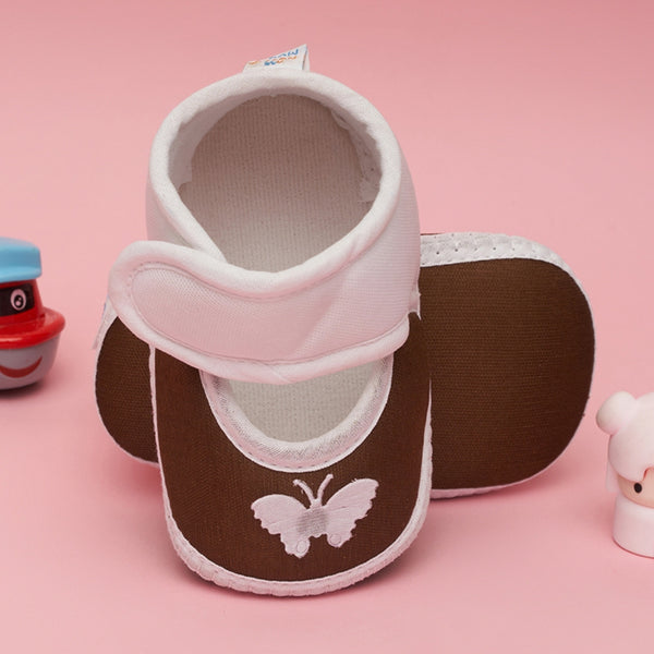 6 To 12 Months Baby Girls & Baby Boys Soft Cotton Cute Butterfly Booties (Brown)-BT4716