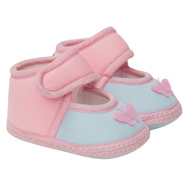 6 To 12 Months Baby Girls Soft Cotton Cute Butterfly Booties (Baby Pink,Blue)