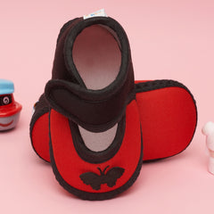 6 To 12 Months Baby Girls & Baby Boys Soft Cotton Cute Butterfly Booties (Red)-BT4718