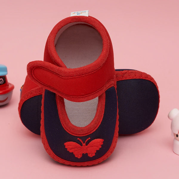 6 To 12 Months Baby Girls & Baby Boys Soft Cotton Cute Butterfly Booties (Red,Navy Blue)-BT4719