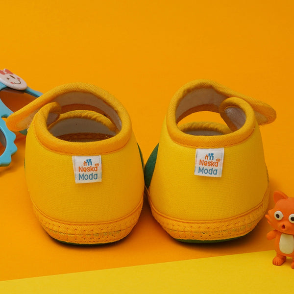 6 To 12 Months Baby Girls Soft Cotton Cute Butterfly Booties (Yellow,Green)
