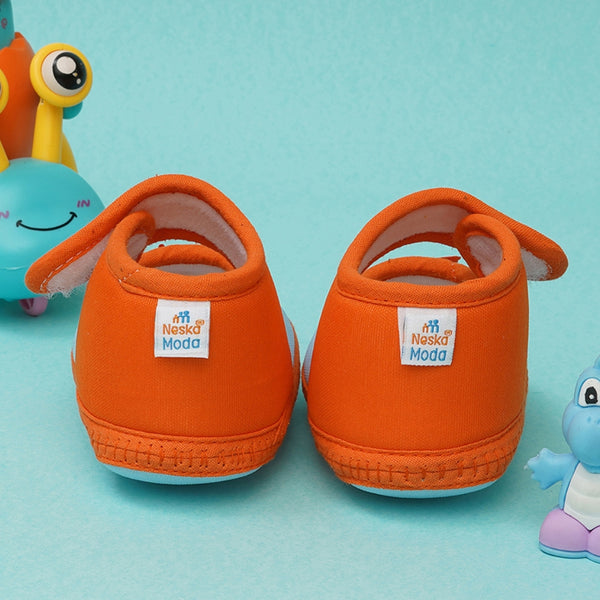 6 To 12 Months Baby Girls Soft Cotton Cute Butterfly Booties (Orange,Blue)