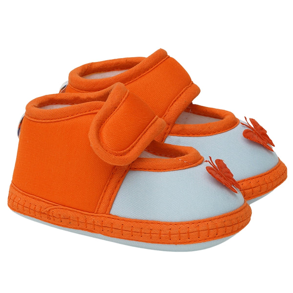 6 To 12 Months Baby Girls Soft Cotton Cute Butterfly Booties (Orange,Blue)