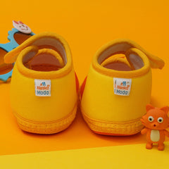 6 To 12 Months Baby Girls Soft Cotton Cute Butterfly Booties (Yellow,Orange)