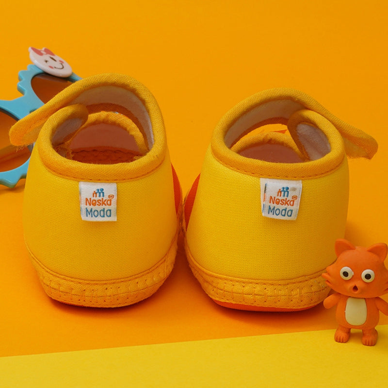 6 To 12 Months Baby Girls Soft Cotton Cute Butterfly Booties (Yellow,Orange)