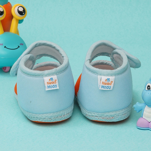 6 To 12 Months Baby Girls Soft Cotton Cute Butterfly Booties (Blue,Orange)