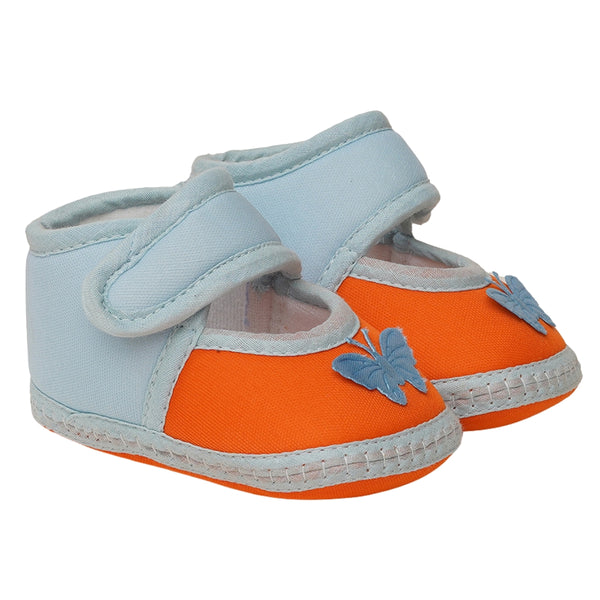 6 To 12 Months Baby Girls Soft Cotton Cute Butterfly Booties (Blue,Orange)