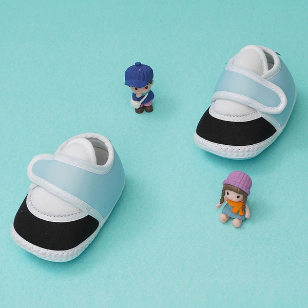6 To 12 Months Baby Boys & Baby Girls Cute Soft Cotton Pre-Walker Sports Booties (Blue,Black)