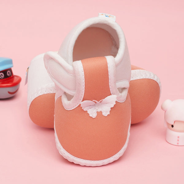 6 To 12 Months Baby Girls & Baby Boys Soft Cotton Cute Butterfly Booties (Light Pink)-BT4730
