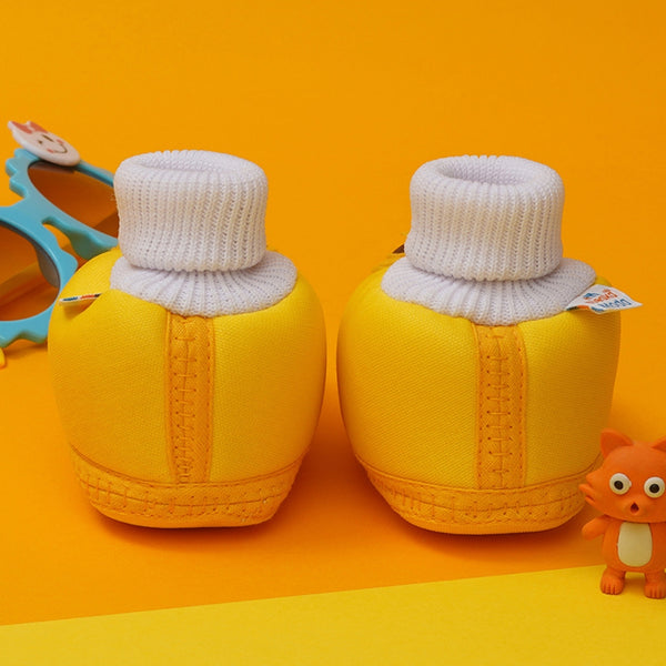 6 To 12 Months Baby Girls & Baby Boys Soft Cotton Cute Butterfly Booties (Yellow,Brown)